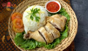 Golden roasted chicken with fragrant rice – Danang Chicken Rice specialty